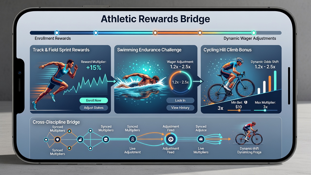 Mobile betting interface showing enrollment rewards and wager adjustments across sports