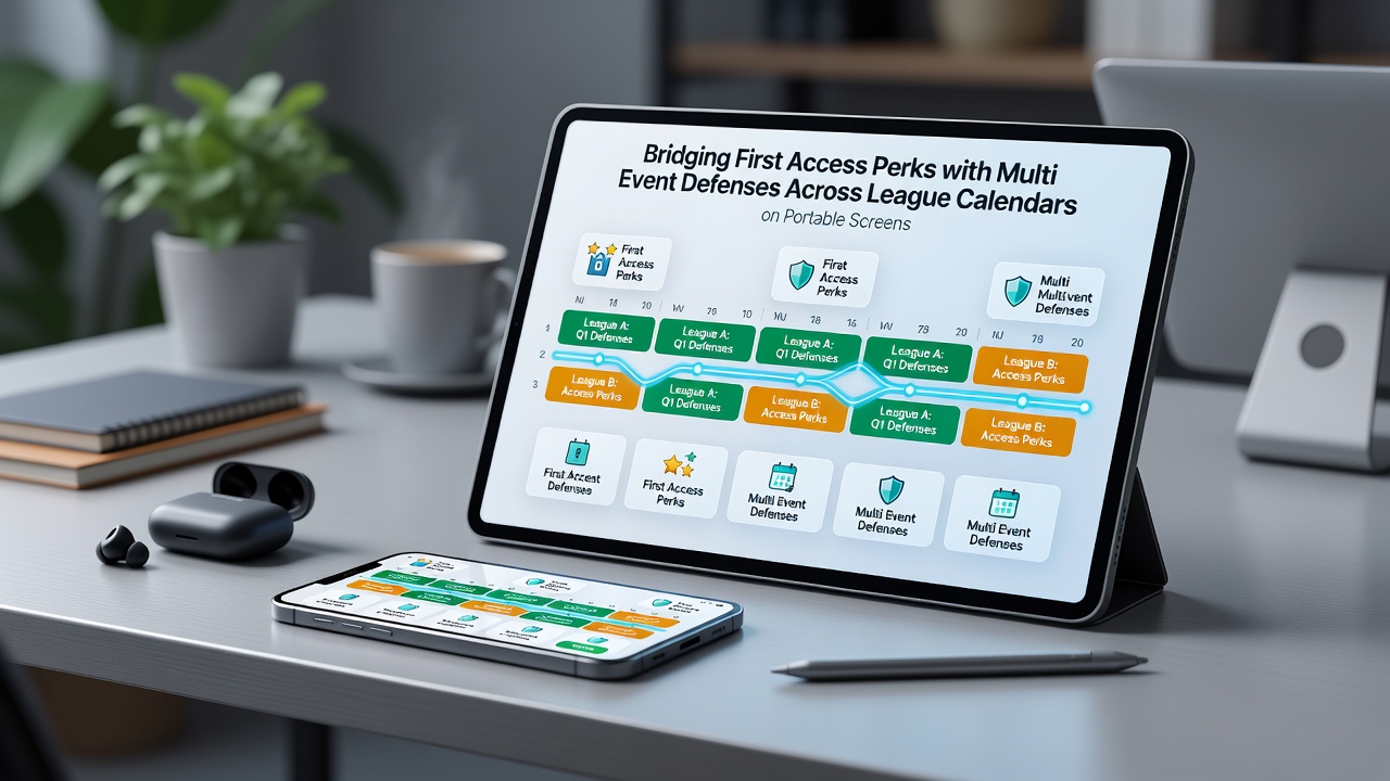 Mobile app interface showing linked sports betting perks and multi-event protections across league schedules