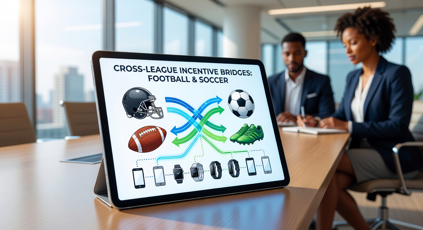 Mobile app interface displaying cross-league sports betting incentives linking NFL and European soccer events