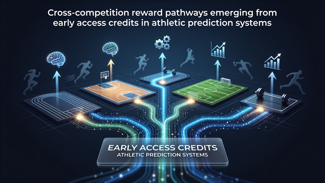 Athletic prediction platform interface showing early access credit activation across multiple sports events