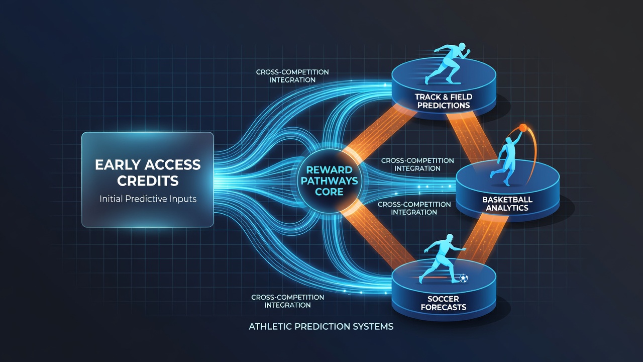 Flow diagram illustrating reward transfers between basketball, soccer and football prediction markets
