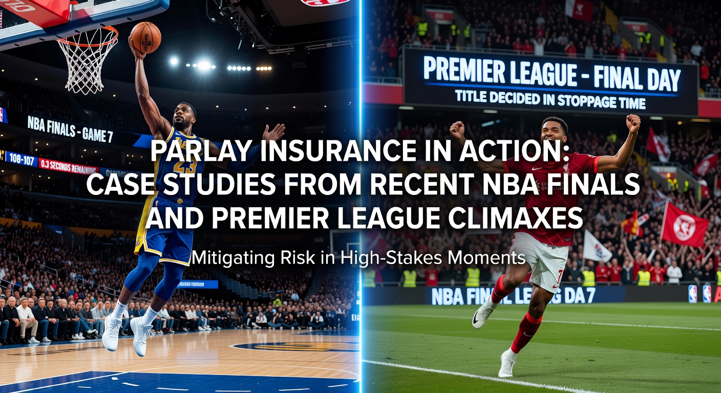 Bettors analyzing parlay bets on NBA Finals action, with screens showing insurance promo activations