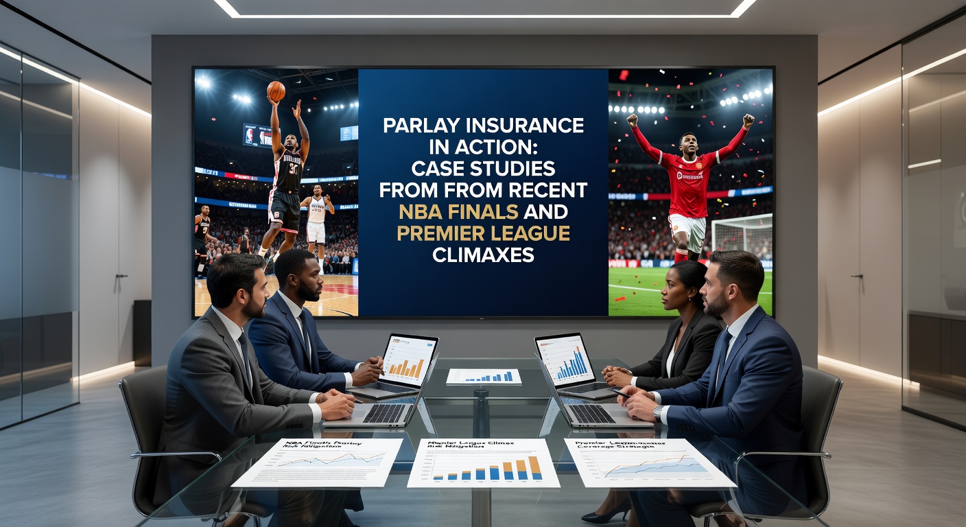 Premier League match climax with fans in stands and parlay ticket graphic overlay showing insurance payout