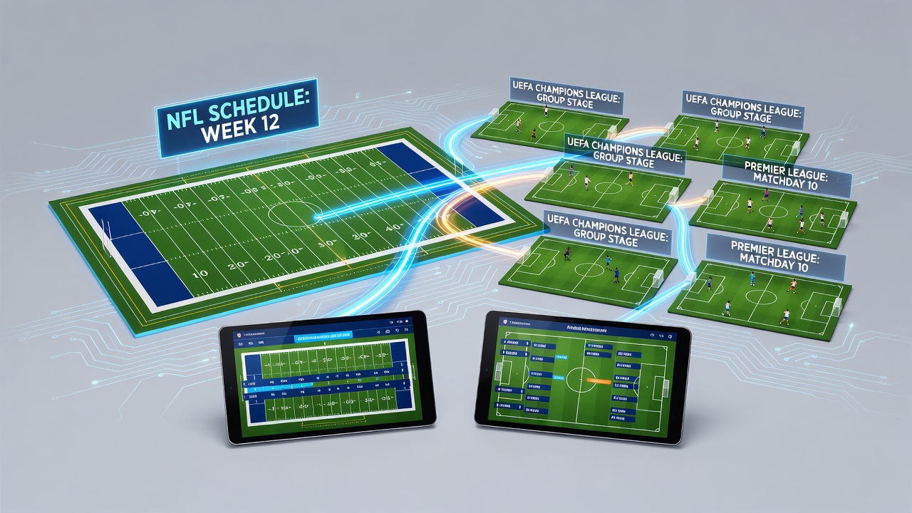 Mobile app interface displaying linked promotions between NFL games and European soccer matches