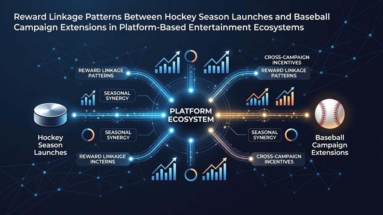 Platform interface showing reward linkages between hockey and baseball promotions